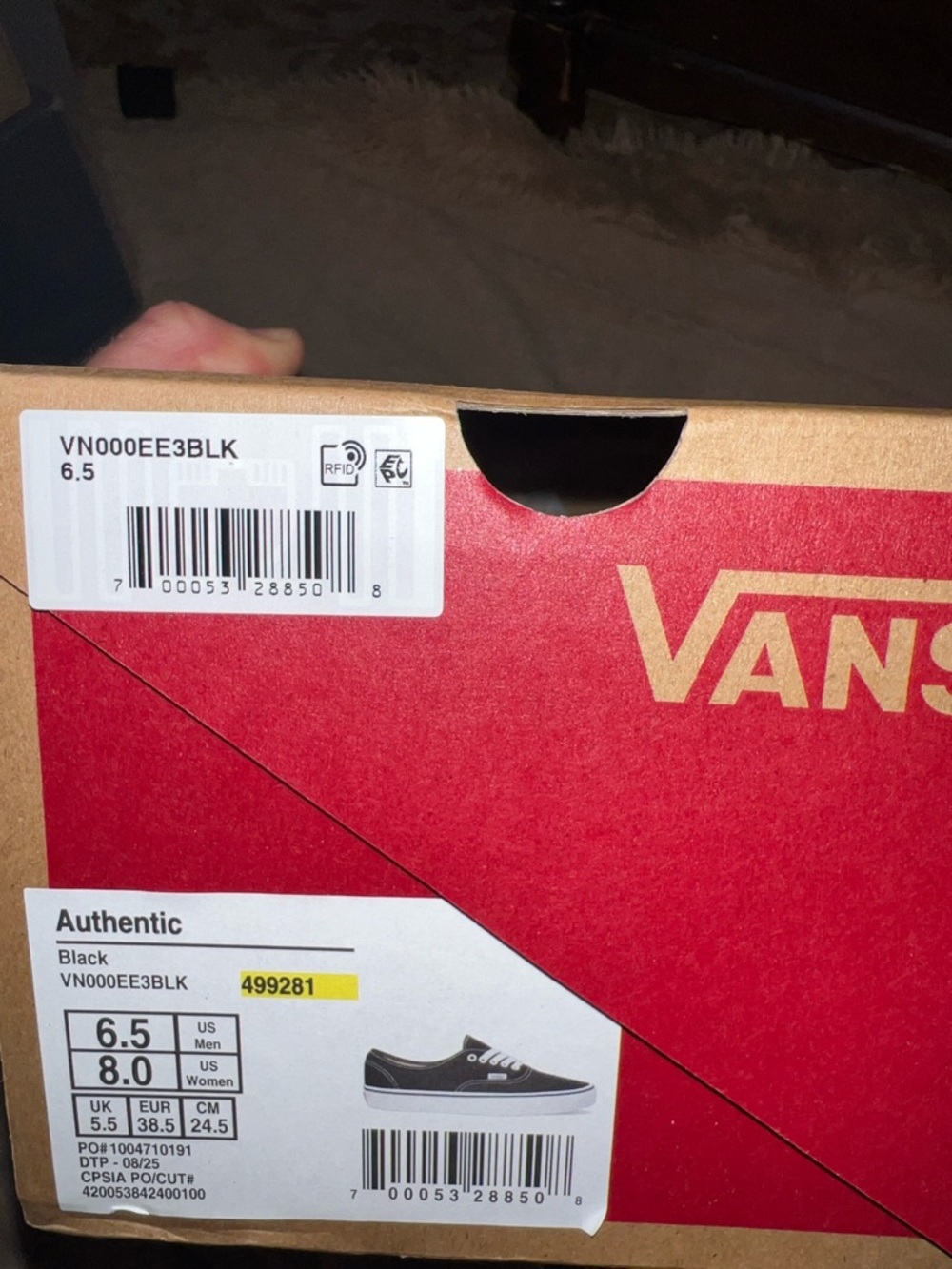Vans Authentic Black Canvas Low-Top Sneakers with White Laces - Picture 7 of 7
